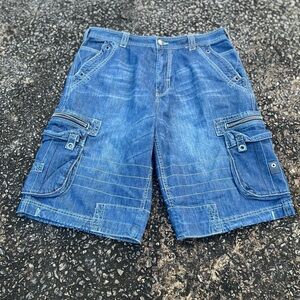 Men's Blue Denim Cargo Shorts